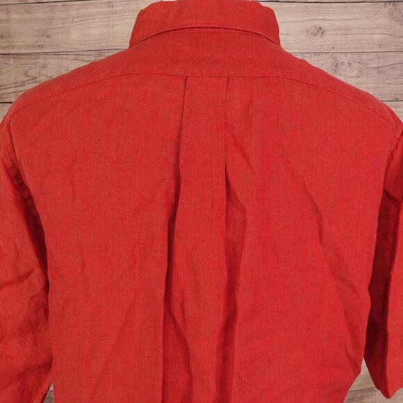 Daniel Cremieux Classics Shirt Mens Large Red Linen Short Sleeve Italian Fabric - Picture 5 of 8